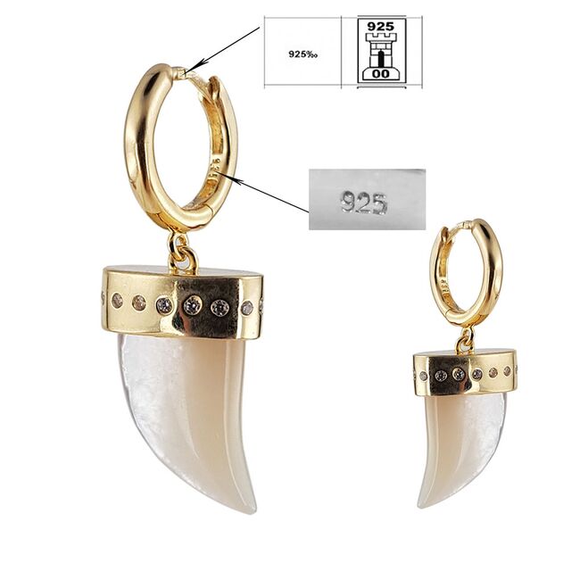 Cercei argint cu sidef Ivory Horn