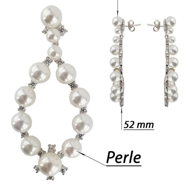 Cercei argint eleganti cu multiple perle