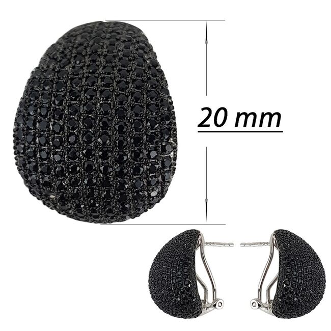 Cercei argint fancy black cu zirconii negre