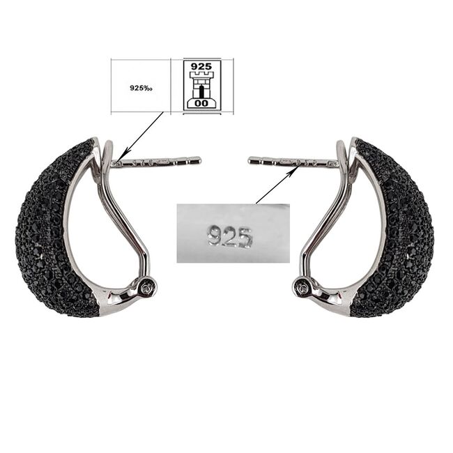 Cercei argint fancy black cu zirconii negre