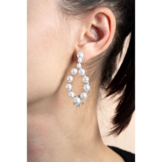 Cercei argint eleganti cu multiple perle