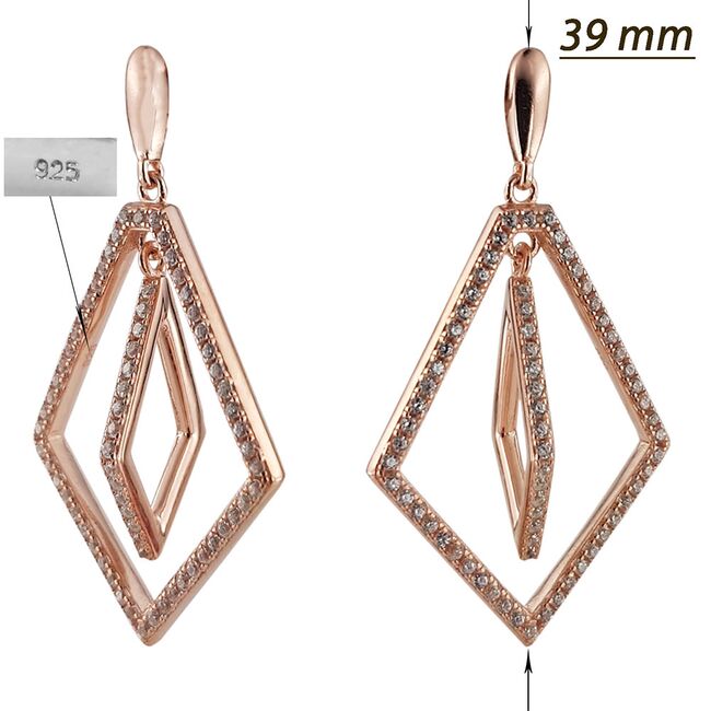 Cercei argint lungi rose-gold Ivonne