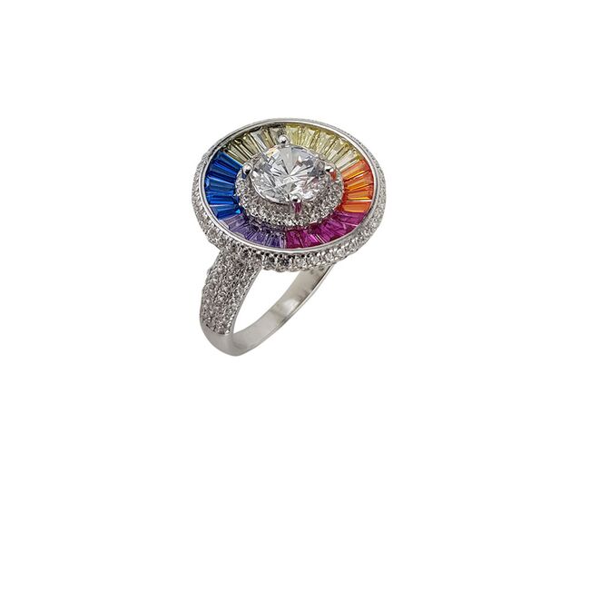 Inel argint elegant Rainbow marimea 57