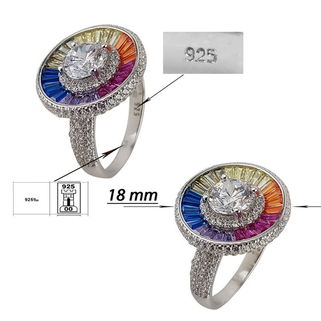 Inel argint elegant Rainbow marimea 57