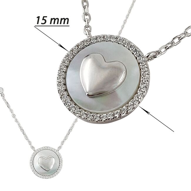 Lant argint cu pandantiv rotund sidefat