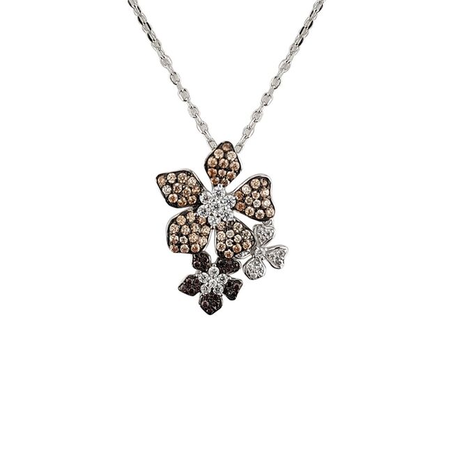 Lant argint cu pandantiv flowers