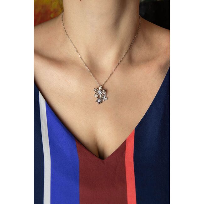 Lant argint cu pandantiv flowers