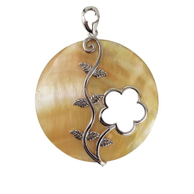 Pandantiv sidef cu insertii din argint