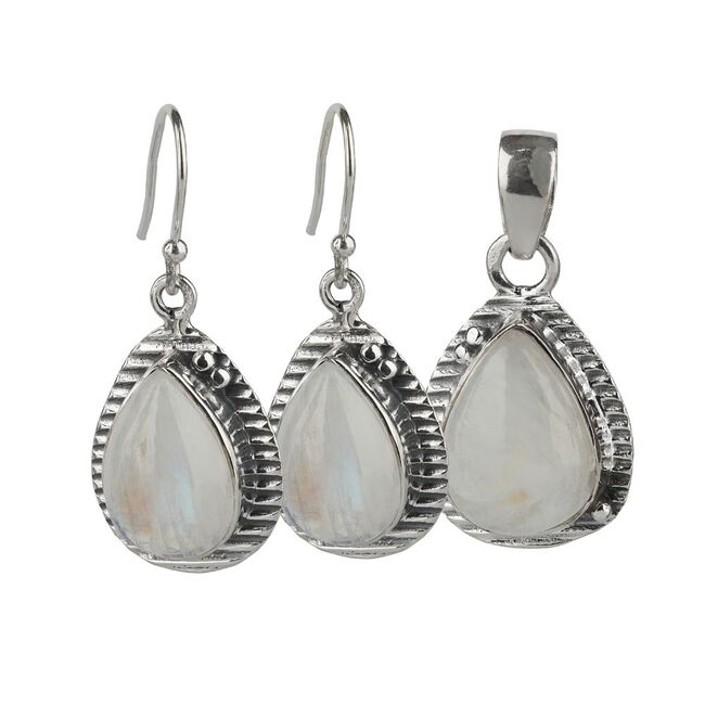 Set argint cu piatra lunii Claire