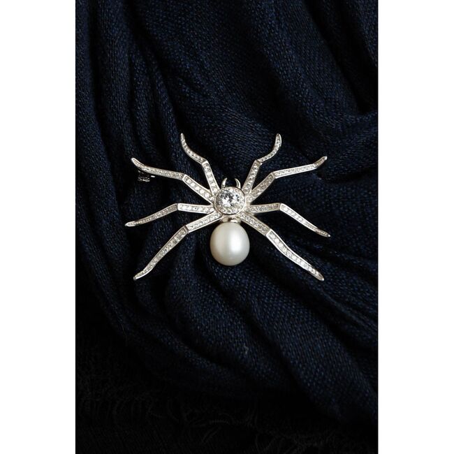 Brosa argint paianjen perla Shiny