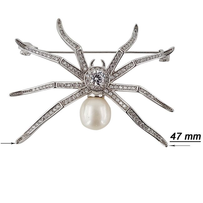 Brosa argint paianjen perla Shiny