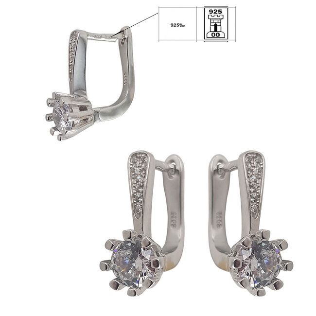 Cercei argint clear crystal