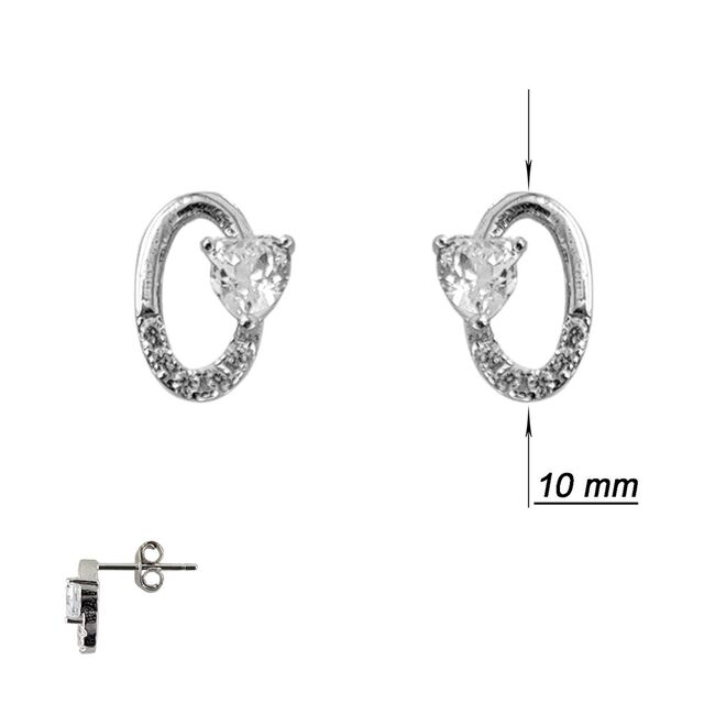 Cercei argint oval zirconium