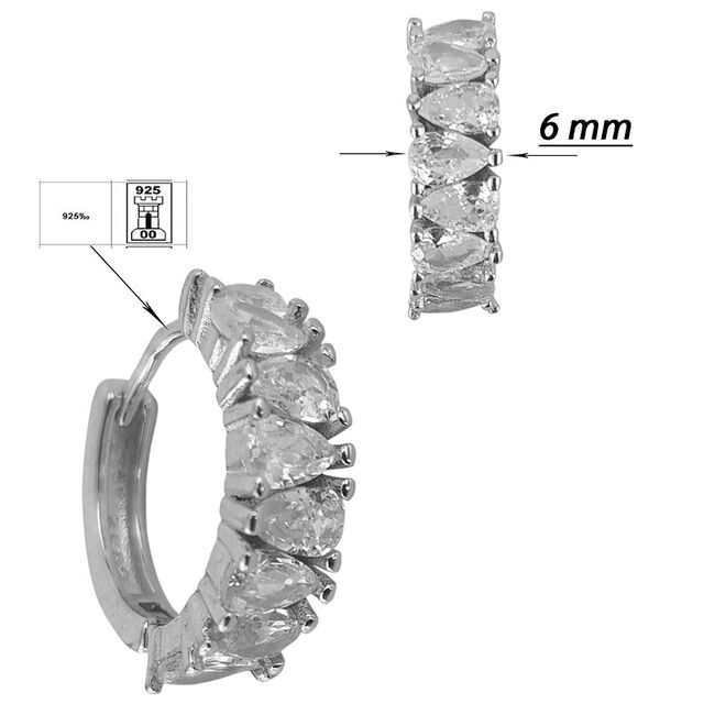 Cercei argint rotunzi white zirconiu