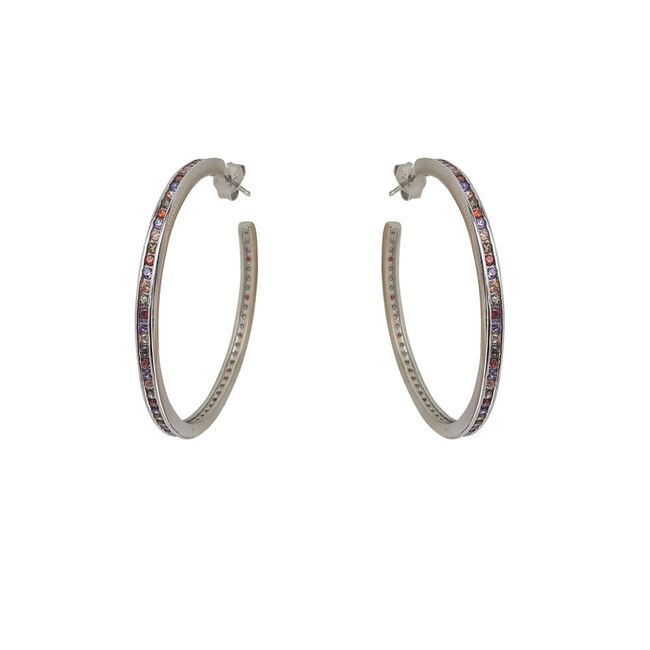 Cercei argint rotunzi de 40 mm colorati