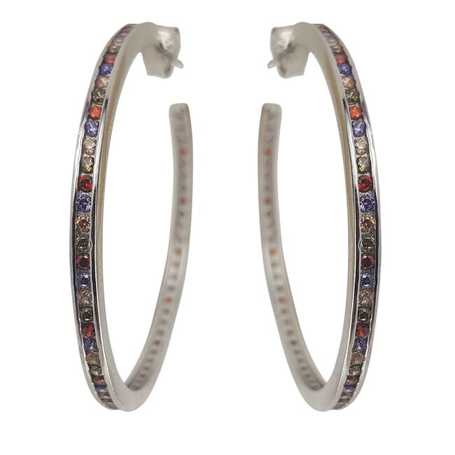 Cercei argint rotunzi de 40 mm colorati