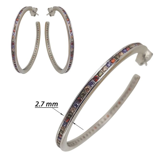 Cercei argint rotunzi de 40 mm colorati