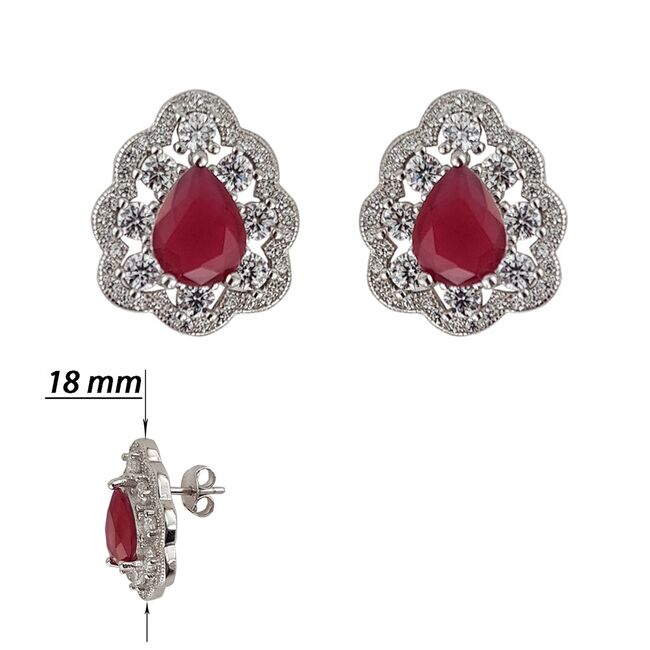 Cercei argint eleganti Kia cu zirconii fucsia