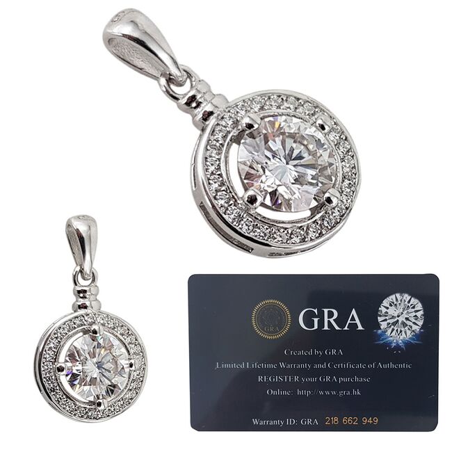 Pandantiv argint elegant Moissanite