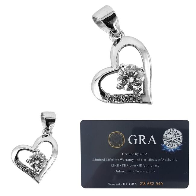 Pandantiv argint inima Moissanite