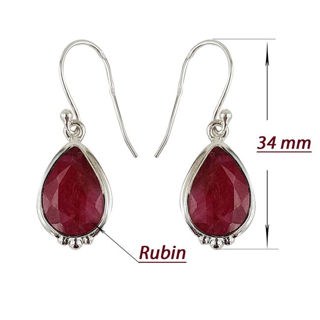 Cercei argint Corinne cu rubine