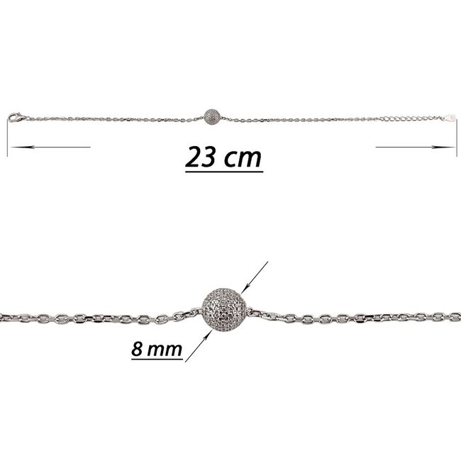 Bratara argint talisman rotund cu zirconii albe