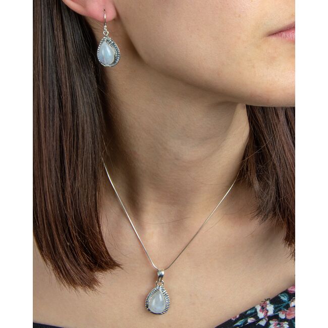 Set argint cu piatra lunii Claire