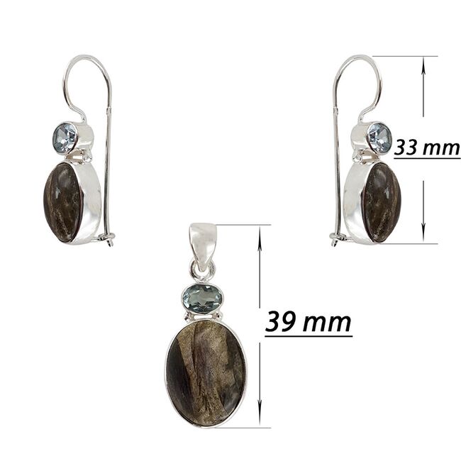 Set argint cu labradorit si aquamarin Vera