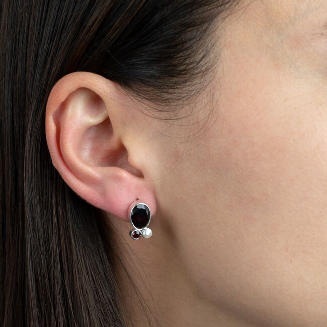 Cercei argint cu sidef si granate