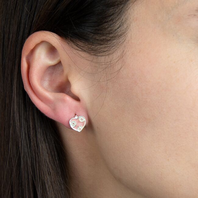 Cercei argint copii inima cu email roz