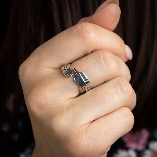 Inel argint pana vintage reglabil