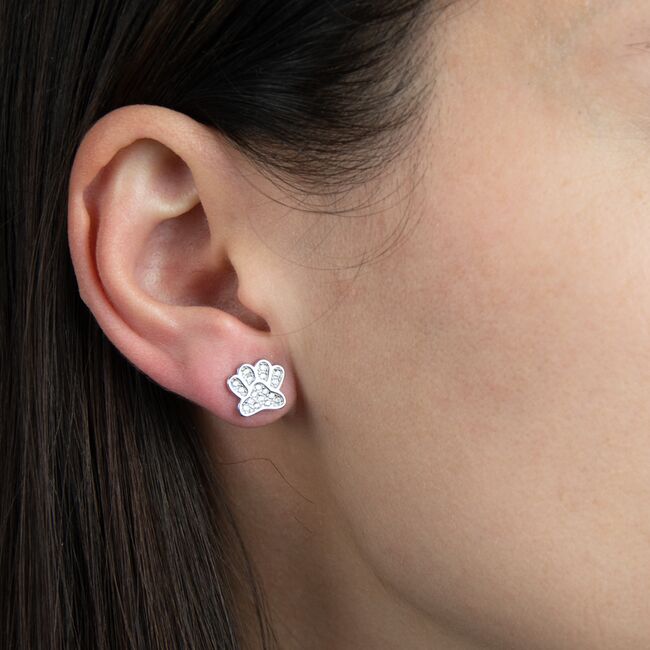 Cercei argint silver paws cu zirconii albe