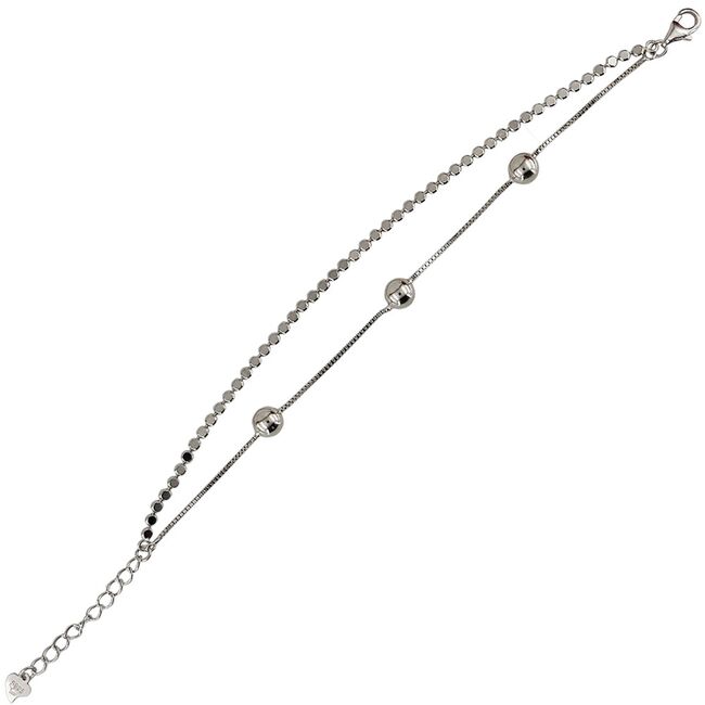 Bratara argint dubla cu bilute si sfere