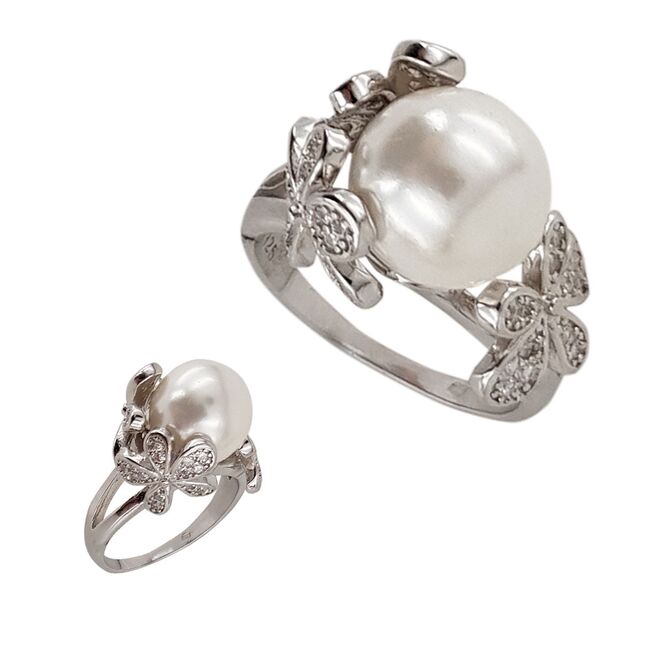 Inel argint perla floare Aylina marimea 51