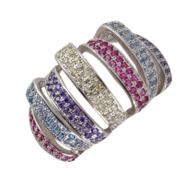 Inel argint masiv colorat Feeria marimea 54