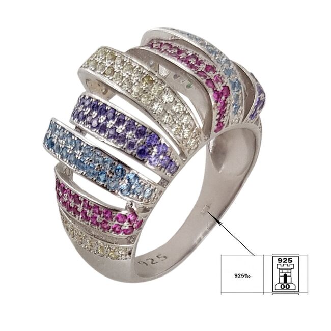 Inel argint masiv colorat Feeria marimea 54