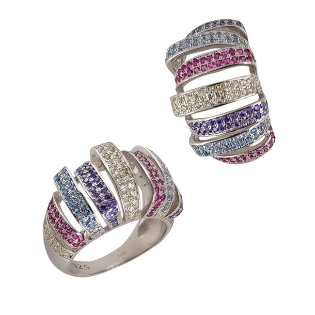 Inel argint masiv colorat Feeria marimea 54