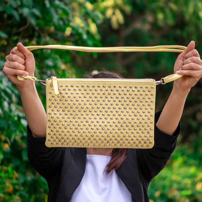 Poseta galbena din piele ecologica Diana