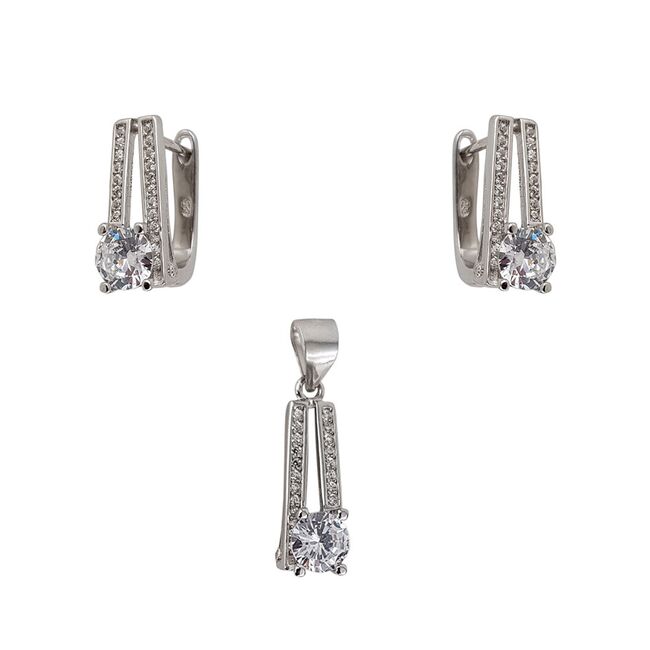 Set argint elegant cu zirconii albe Cyntia