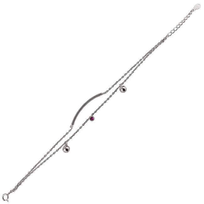 Bratara argint dubla zirconiu fucsia Nihan