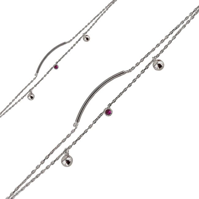 Bratara argint dubla zirconiu fucsia Nihan