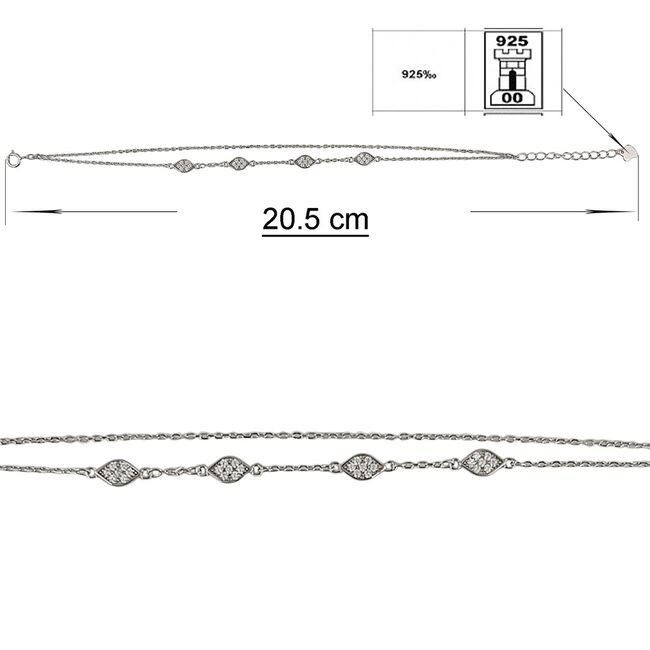 Bratara argint dubla zirconii albe Euyun