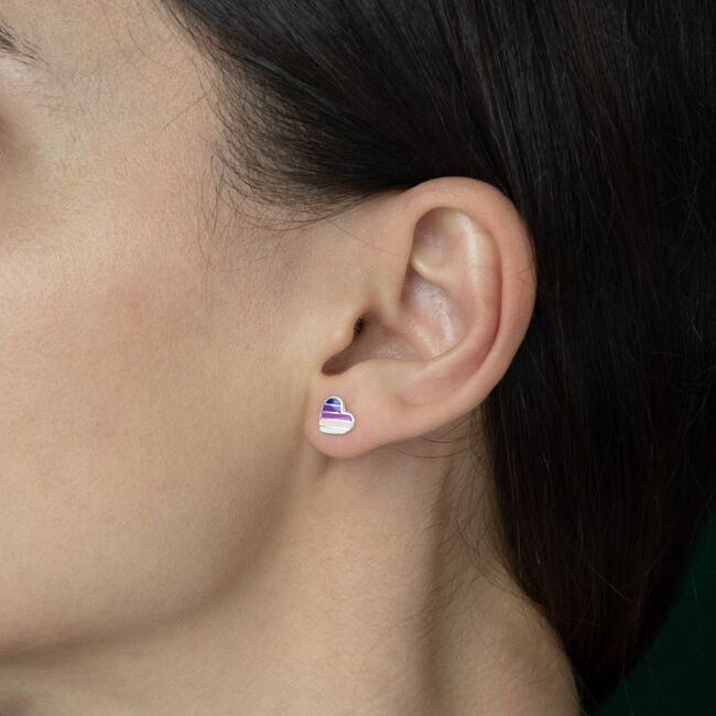 Cercei argint copii inima colorata