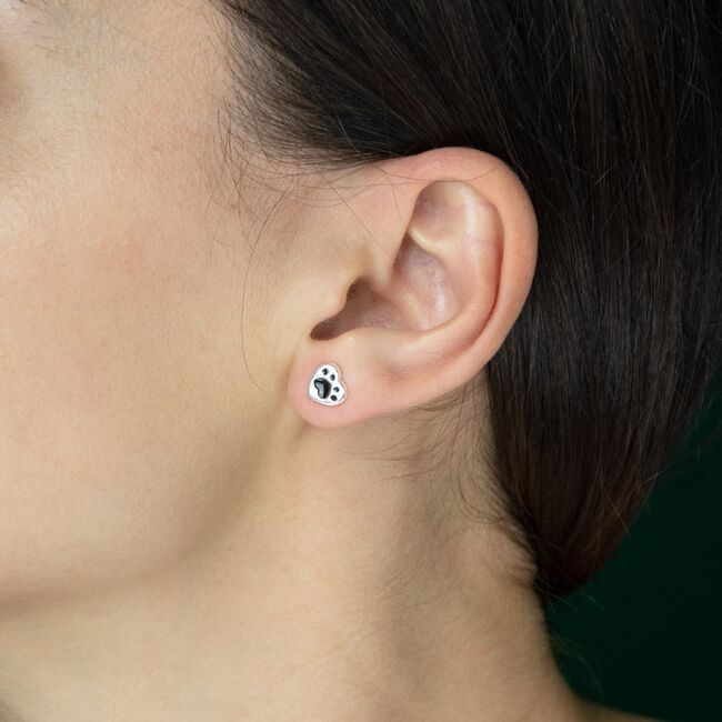 Cercei argint cu surub black paw