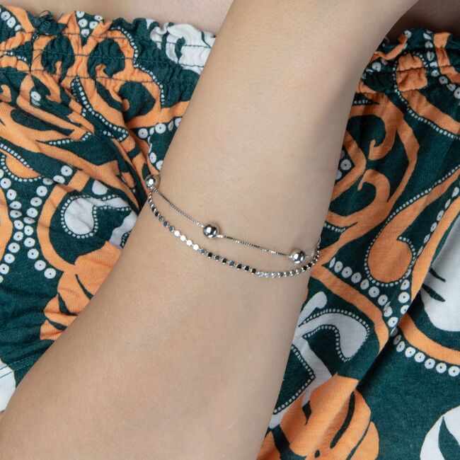 Bratara argint dubla cu bilute si sfere