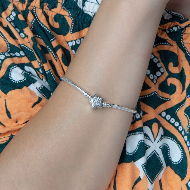 Bratara argint pentru talismane stea, lungime 18 cm