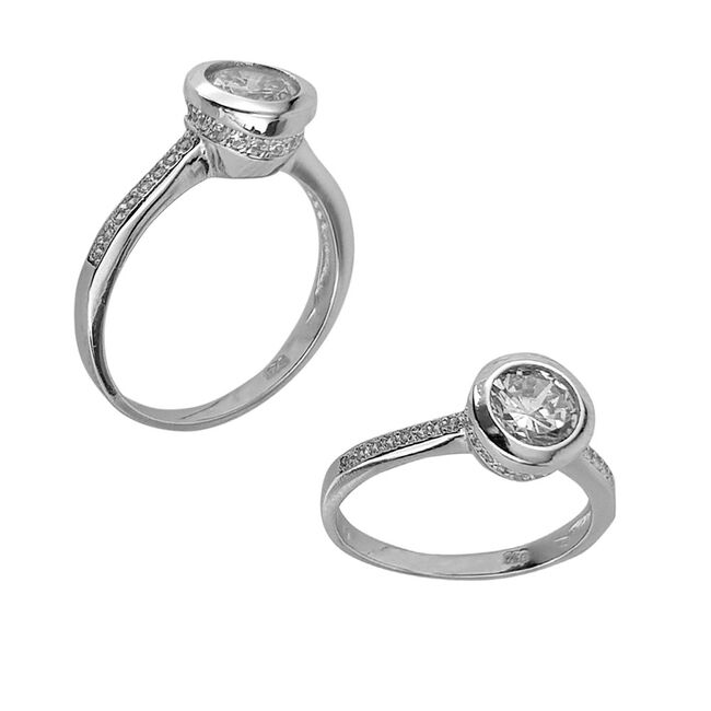 Inel argint logodna solitaire Dilash marimea 51