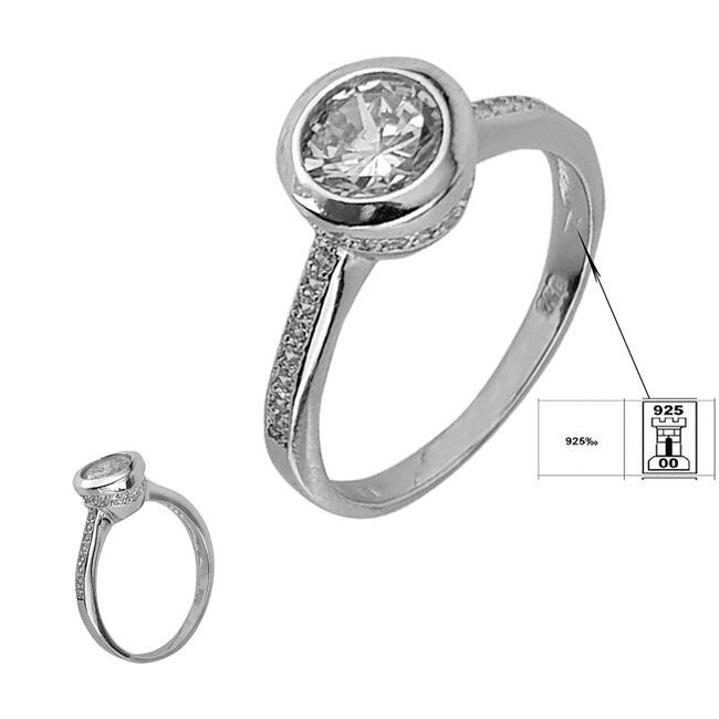 Inel argint logodna solitaire Dilash marimea 51