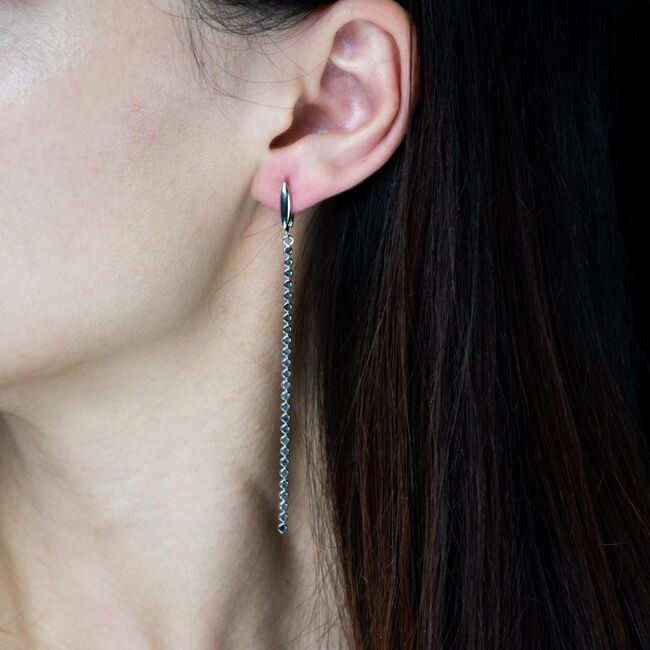 Cercei lungi cu cerculete argintii