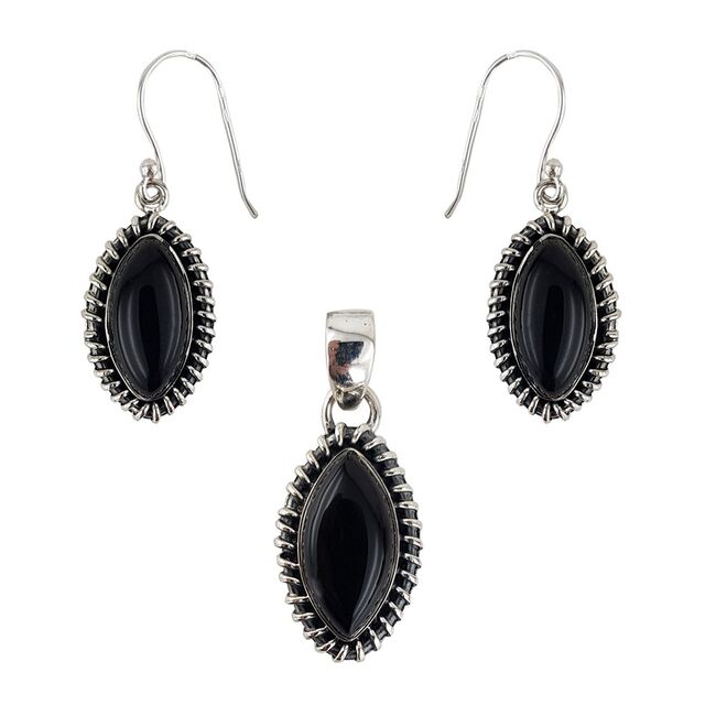 Set argint cu onix negru Defne